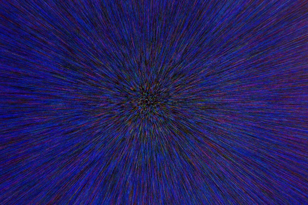 Obiettivo naturale zoom esplosione radiale sfocato rosso verde blu puntini su sfondo nero con messa a fuoco selettiva — Foto Stock