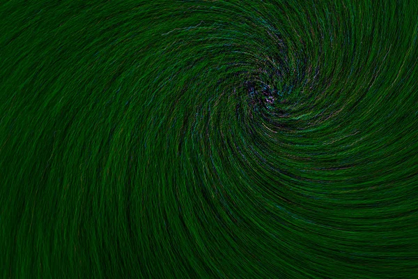 Natural lens spin-zoom vortex explosion radial blurred green dots on black background — Stock Photo, Image