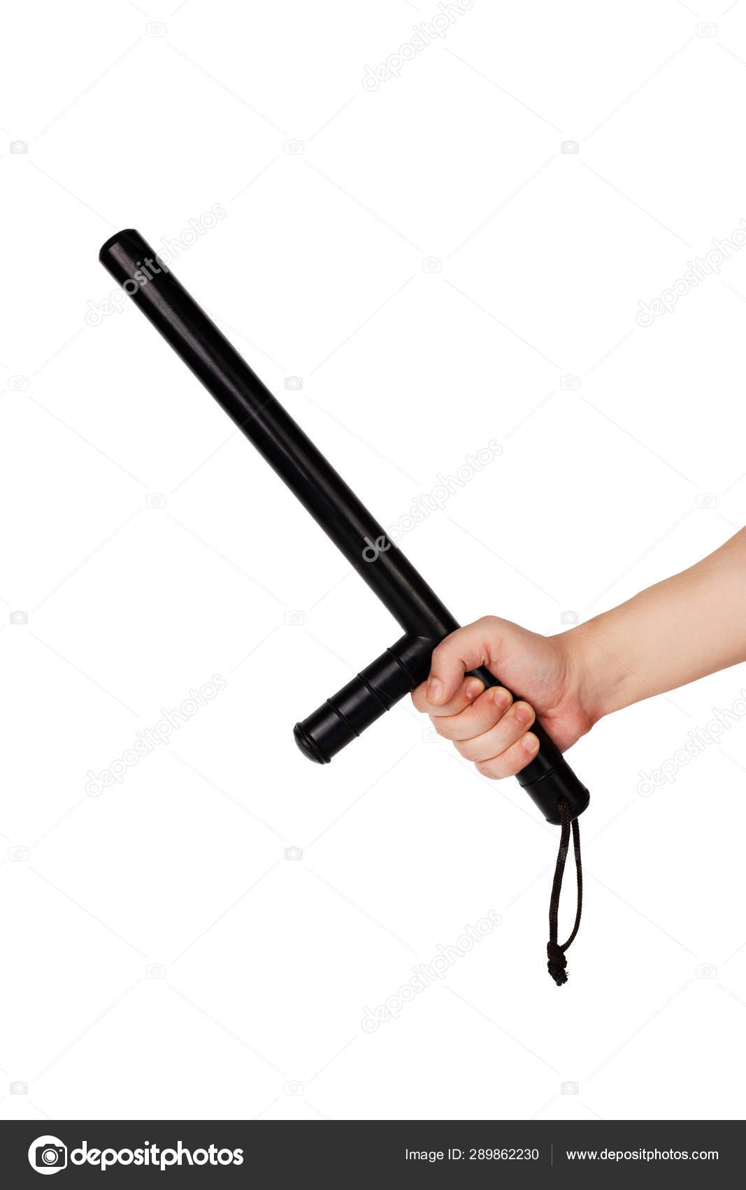 Bare Hand With Black Rubber Police Baton Isolated On White Background Stock Photo Image By C Z1bjkeee