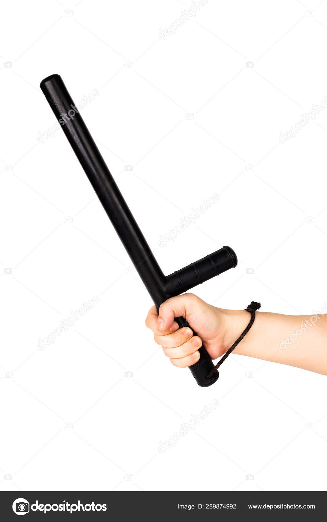 Bare Hand With Black Rubber Police Baton Isolated On White Background Stock Photo Image By C Z1bjkeee