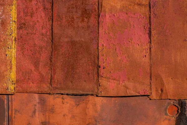 Verrostete Bleche Patchwork-Wandstruktur und flacher Hintergrund — Stockfoto