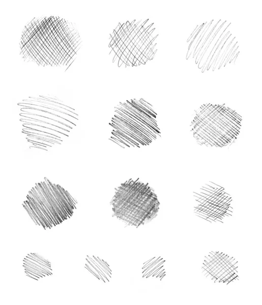 Ręcznie Rysowane Okrągłe Pociągnięcia Ołówka Monochromatycznym Stylu — Zdjęcie stockowe