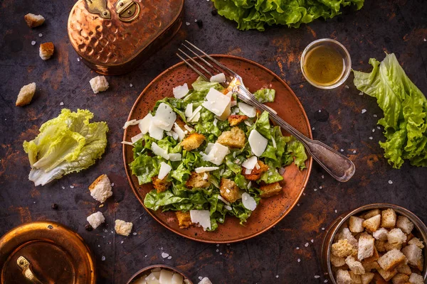 Concepto Comida Saludable Ceazar Fresco Sobre Fondo Vintage — Foto de Stock