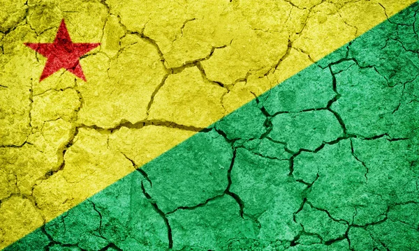 Zustand Des Acre Region Brasilien Flagge Auf Trockenem Boden Textur — Stockfoto