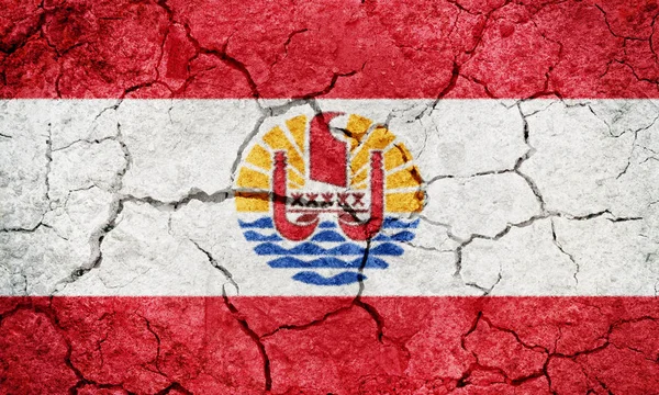 Französisch Polynesien Flagge Auf Trockenem Boden Textur Hintergrund — Stockfoto