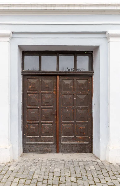 Porta Fechada Com Vista Frontal Porta Decorativa Madeira Velha — Fotografia de Stock