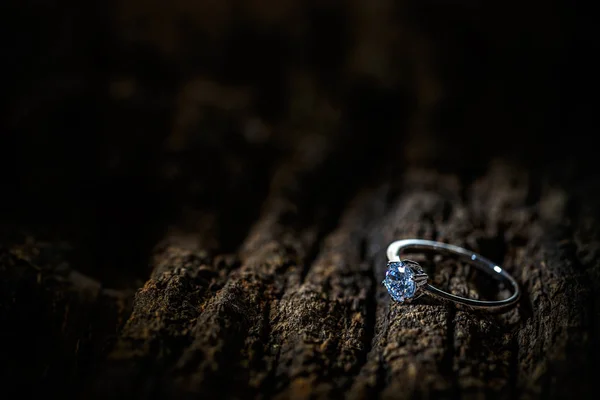 Een Kostbare Lady Ring Met Een Fonkelende Edelsteen Kopie Ruimte — Stockfoto