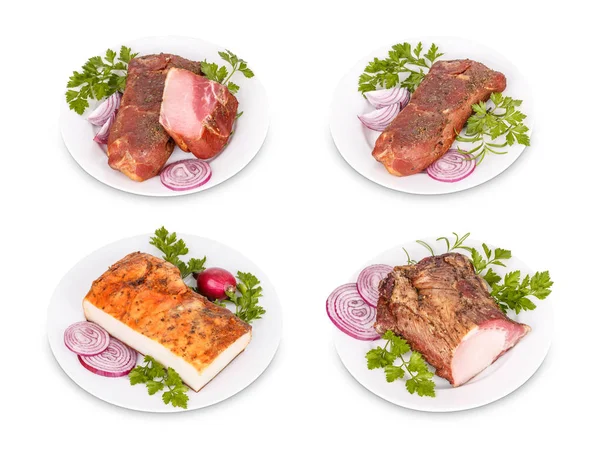 Pork Meat Products White Background — Stock Photo, Image