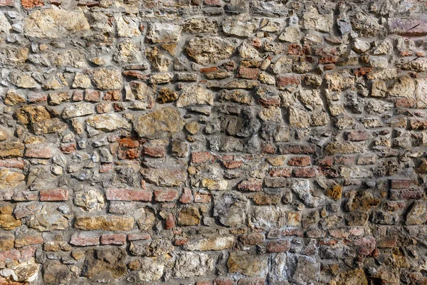 Fortaleza Medieval Tijolo Antigo Detalhes Parede Pedra — Fotografia de Stock