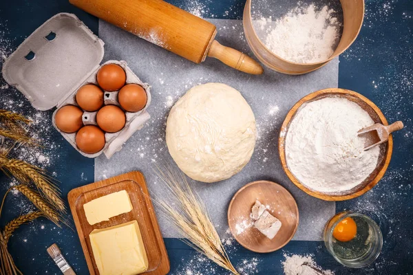 Ingredientes Para Preparación Productos Panadería Masa Fresca Centro — Foto de Stock