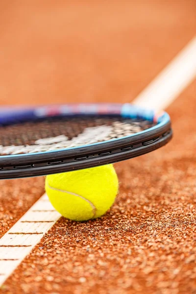 Närbild Tennisutrustning Tennisbanan — Stockfoto