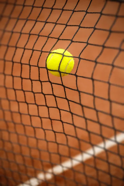 Тенісний Вдарив Тенісну Мережу Тенісному Корті — стокове фото