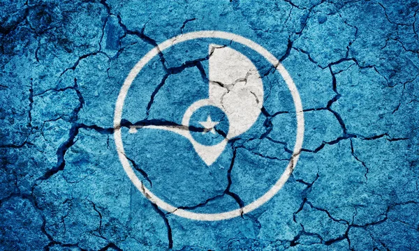 狂吠状态 密克罗尼西亚状态 旗子在干燥地球地面纹理背景 — 图库照片