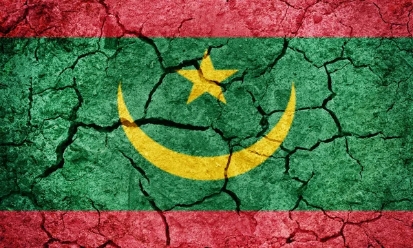 Bandera República Islámica Mauritania Sobre Tierra Seca Textura Fondo — Foto de Stock