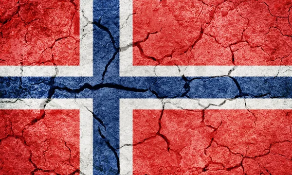 Bandera Del Reino Noruega Sobre Tierra Seca Textura Del Suelo —  Fotos de Stock