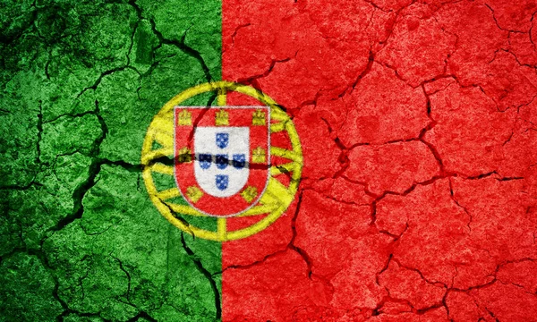 Portuguese Republic Flag Dry Earth Ground Texture Background — Stock Photo, Image