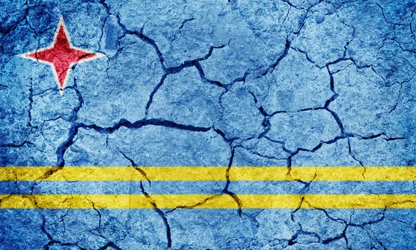 Aruba, ada ve kuru toprak zemin doku arka plan bayrak Hollanda Krallığı kurucu bir ülke