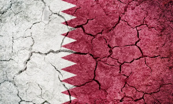 Vlag Van Staat Qatar Droge Aarde Grond Textuur Achtergrond — Stockfoto