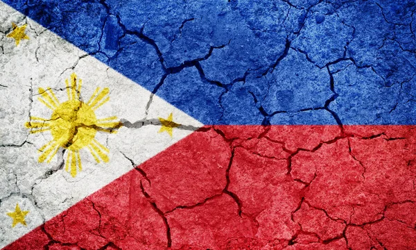 Δημοκρατία Της Σημαίας Φιλιππίνες Στο Στεγνό Χώμα Έδαφος Υφή Φόντου — Φωτογραφία Αρχείου