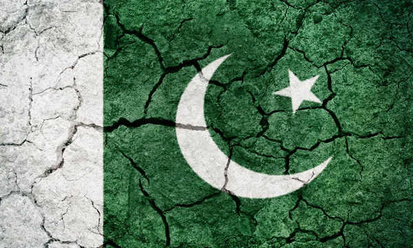 Islamitische Republiek Pakistan Vlag Droge Aarde Grond Textuur Achtergrond — Stockfoto