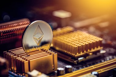 Bilgisayar anakart üzerinde Ethereum kripto para birimi