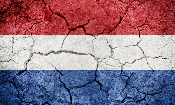 Kingdom Netherlands Flag Dry Earth Ground Texture Background — Stock fotografie