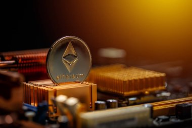 Bilgisayar anakart üzerinde Ethereum kripto para birimi