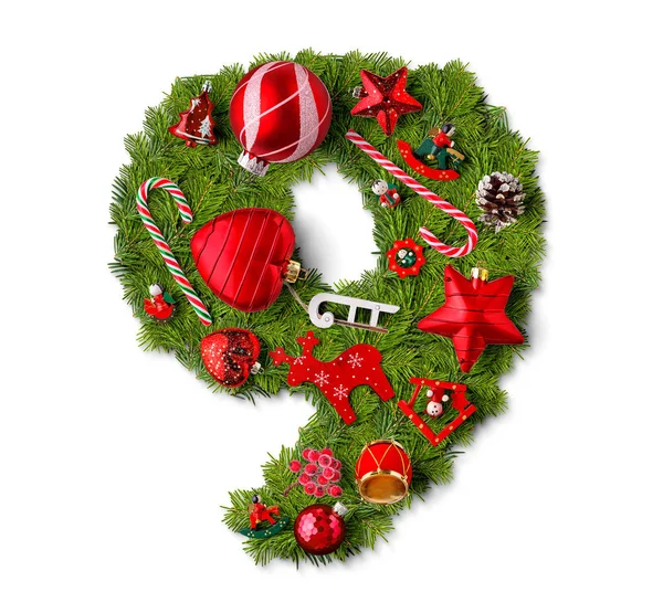Número Decoración Del Árbol Navidad Sobre Fondo Blanco —  Fotos de Stock