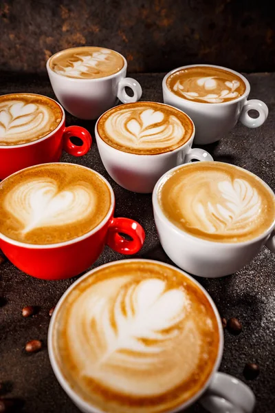 Kávé Latte Art Szett Lövés Közelről — Stock Fotó