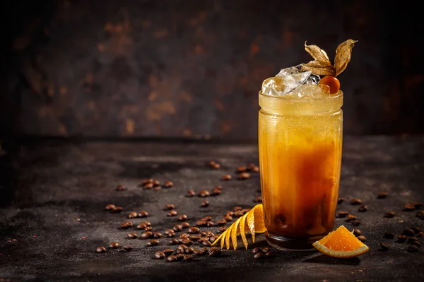 Narancs Kávé Koktél Szöveg Szóközzel — Stock Fotó