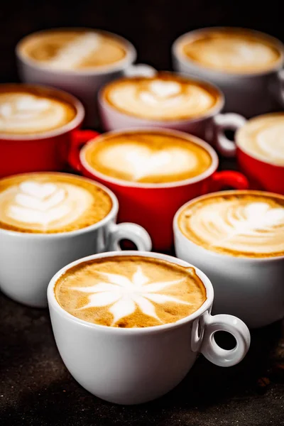Latte Art Különböző Formájú — Stock Fotó
