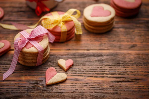 Домашнее Печенье Форме Сердец День Святого Валентина — стоковое фото