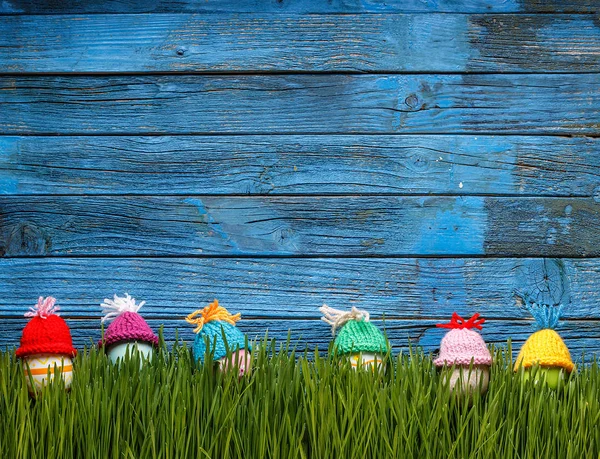 Huevos de Pascua en hierba verde — Foto de Stock