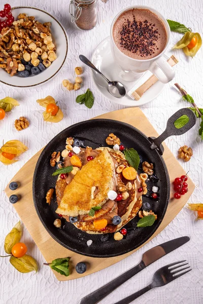 Flache Lage von Pfannkuchen — Stockfoto