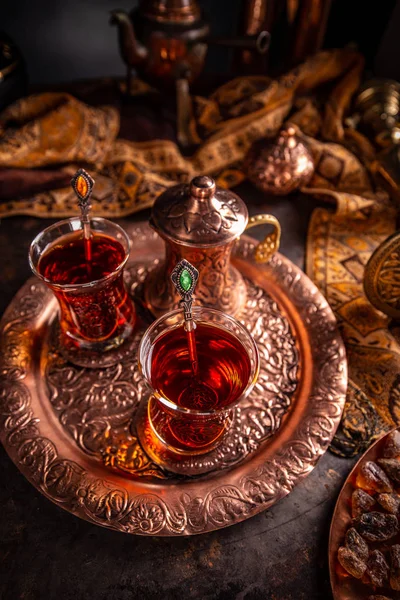 Two cups of turkish tea — Stock Photo, Image