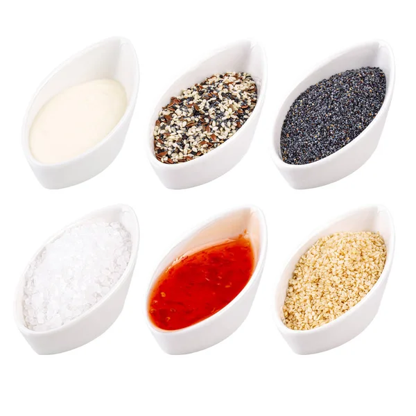 Different kind of sauce and seeds — Stock Photo, Image