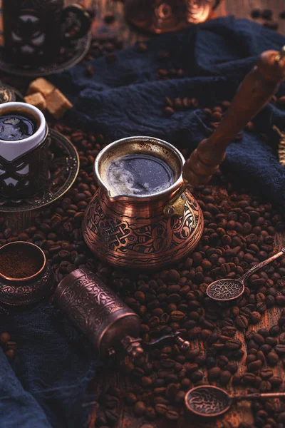 Turkish copper coffee pot — Stock Photo, Image