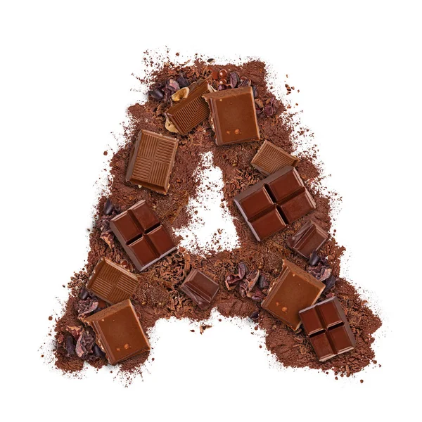 巧克力制成的字母A — 图库照片