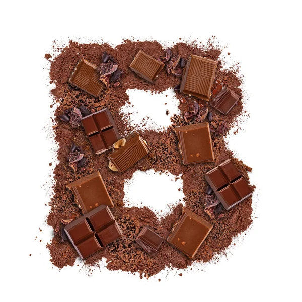 Litera B z batonika czekoladowego — Zdjęcie stockowe