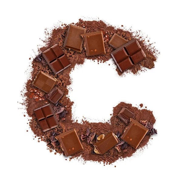 Lettera C fatta di barretta di cioccolato — Foto Stock