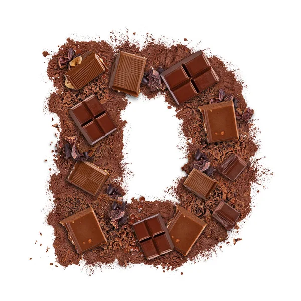 字母D由巧克力条制成 — 图库照片