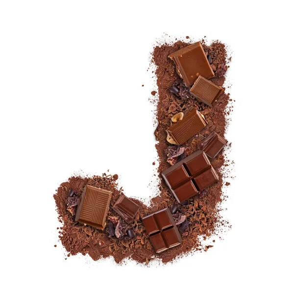 Lettera J fatta di barretta di cioccolato — Foto Stock