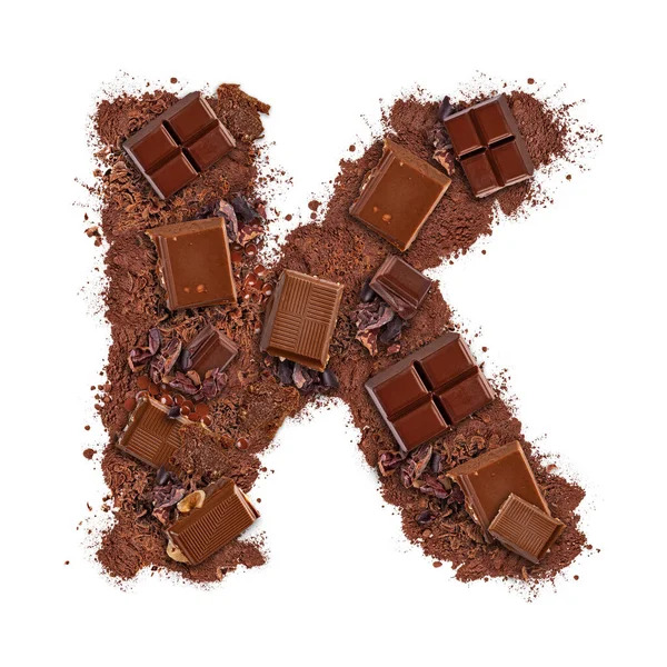 Lettera K fatta di barretta di cioccolato — Foto Stock