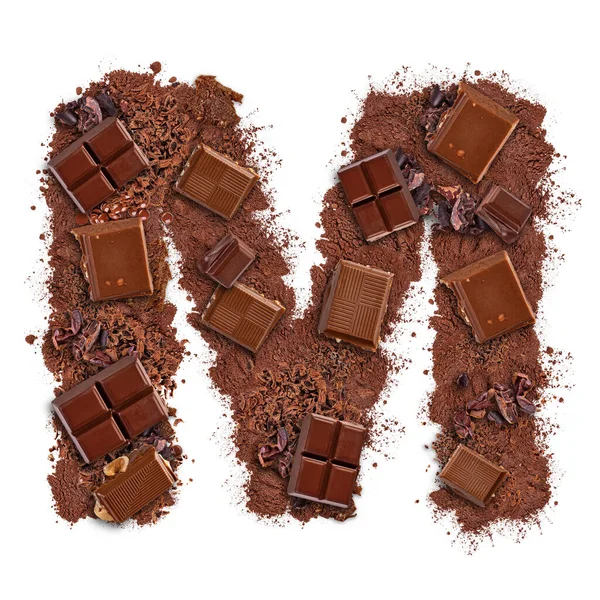 M harfi çikolatadan yapılmıştır. — Stok fotoğraf