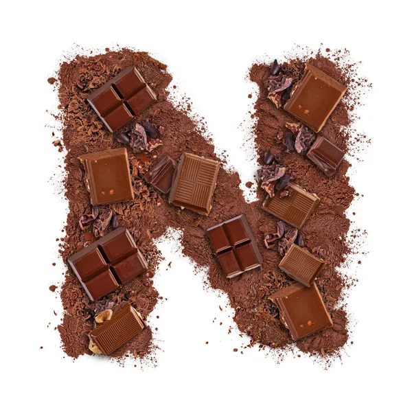 Lettera N fatta di barretta di cioccolato — Foto Stock