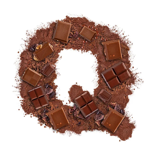Carta Q hecha de barra de chocolate — Foto de Stock