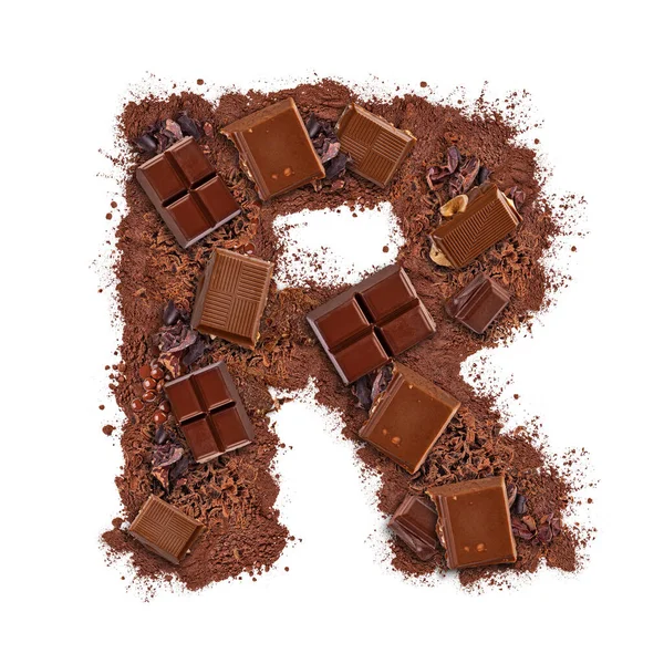 Letra R hecha de barra de chocolate —  Fotos de Stock
