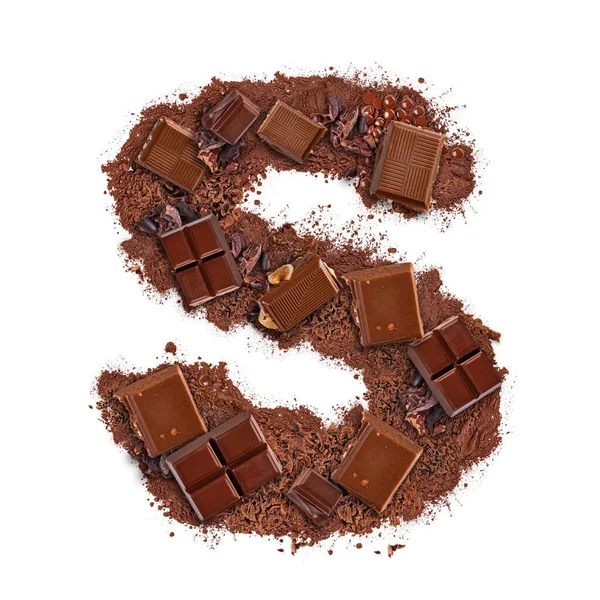 Lettera S fatta di barretta di cioccolato — Foto Stock