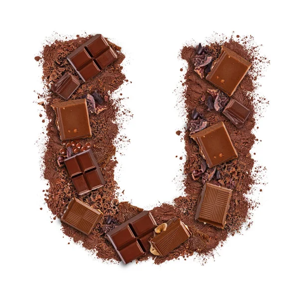 Lettera U fatta di barretta di cioccolato — Foto Stock