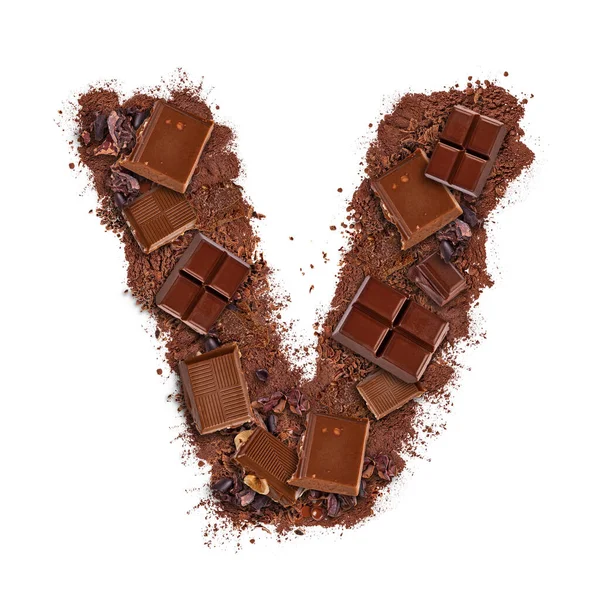 V harfi çikolatadan yapılmış. — Stok fotoğraf
